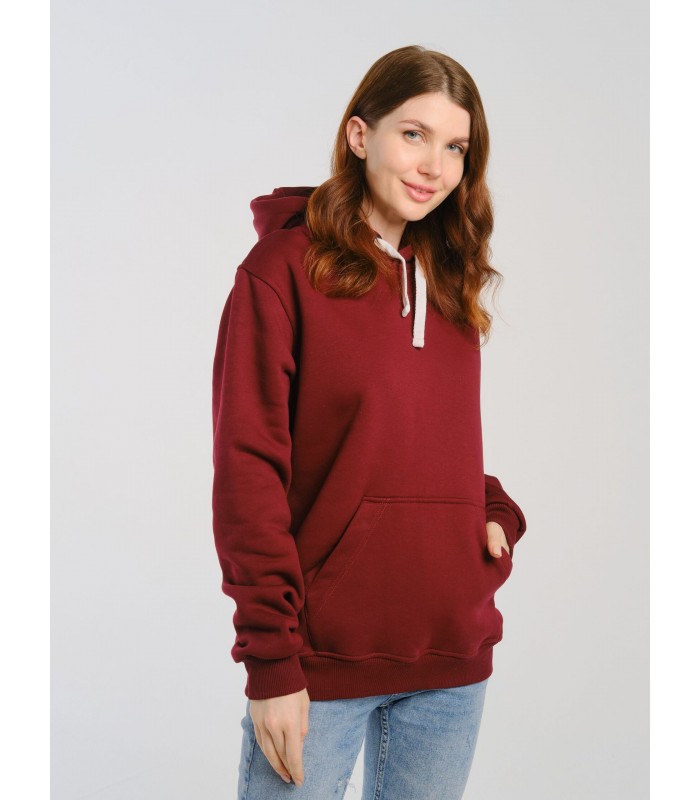 Толстовка женская кенгуру вишневая