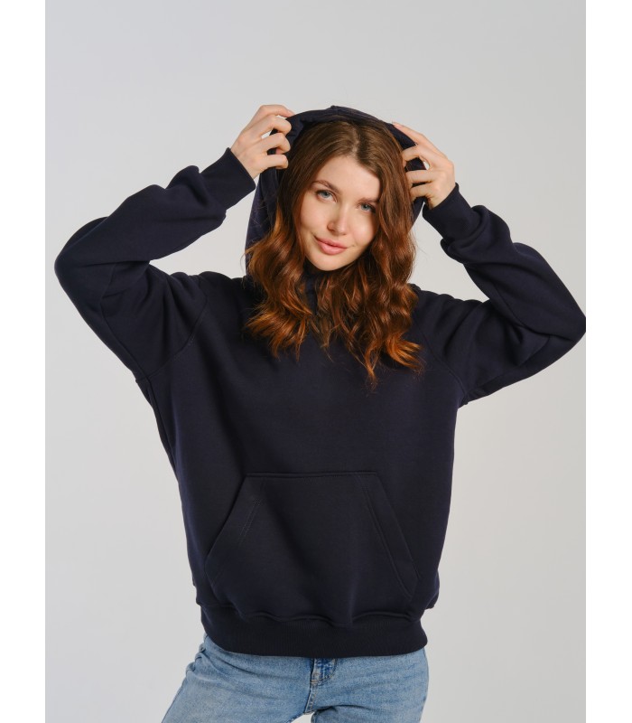 Толстовка женская кенгуру темно-синяя