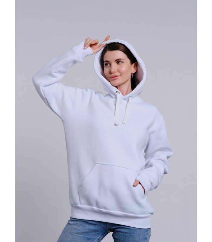 Толстовка унисекс кенгуру белая