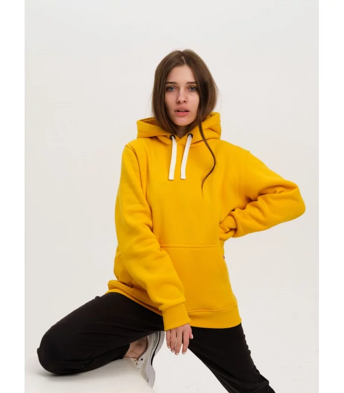 Толстовка женская кенгуру желтая